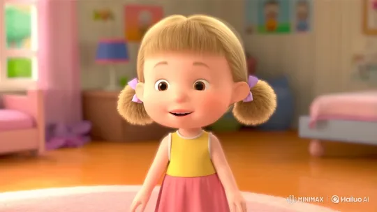 Young Girl in Cozy Room Sings Softly - 3D Animated Cartoon – AI Generated Video | Hailuo AI