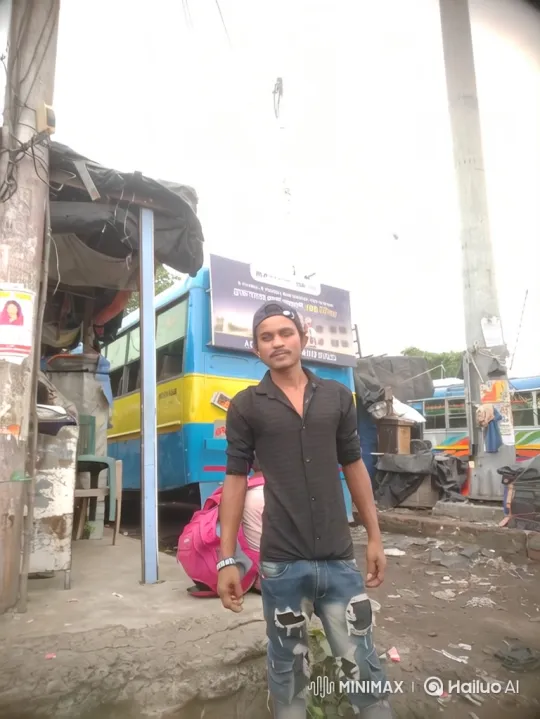 Young Man Observes Political Poster on Busy Roadside – AI Generated Video | Hailuo AI