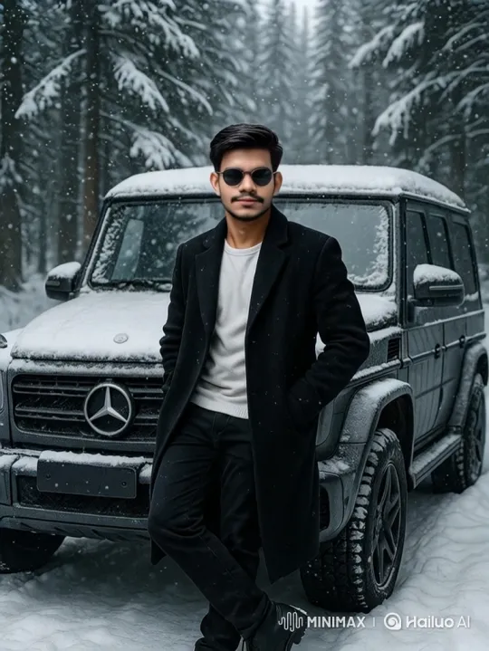 Dapper Man Contemplates in Snowy Forest Setting – AI Generated Video | Hailuo AI