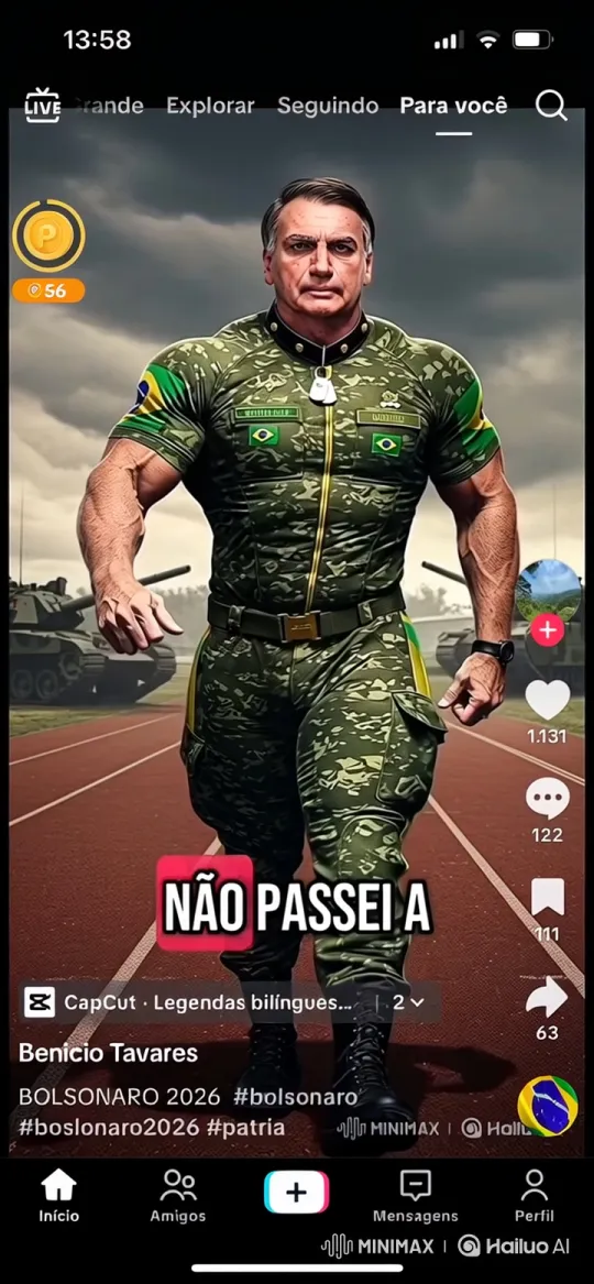 Brazilian Military Man Strides Confidently on Red Track – AI Generated Video | Hailuo AI