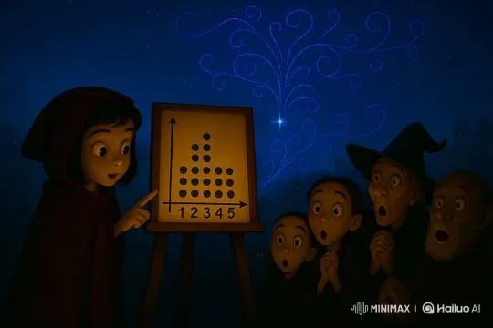 Young Girl Luna Enchants Villagers with Data-Driven Light Show – AI Generated Video | Hailuo AI