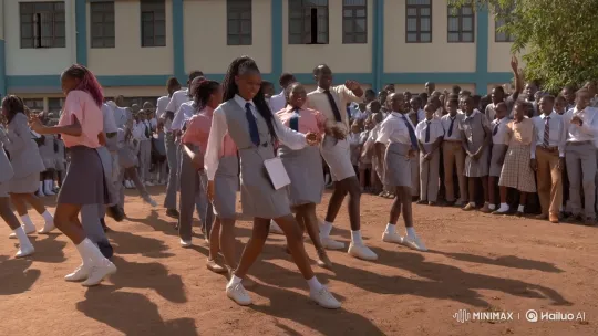 Ugandan Students Perform Amapiano Dance at Mbale High School – AI Generated Video | Hailuo AI