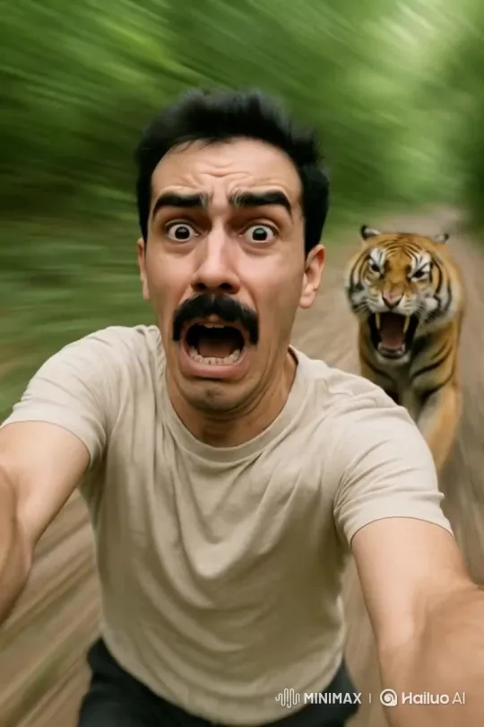 Escape from the Tiger at High Speed – AI Generated Video | Hailuo AI