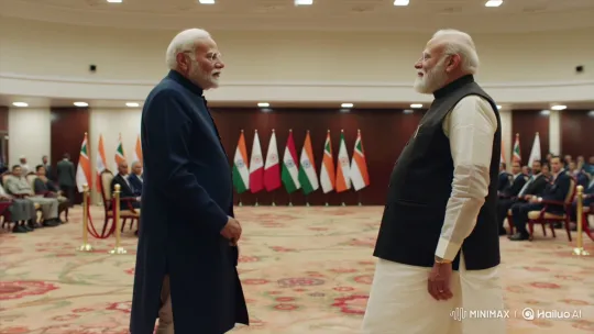Indian PM Modi's Formal Handshake with Another Individual – AI Generated Video | Hailuo AI