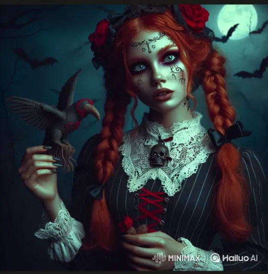 Gothic Woman Stalks Through Enchanted Forest – AI Generated Video | Hailuo AI