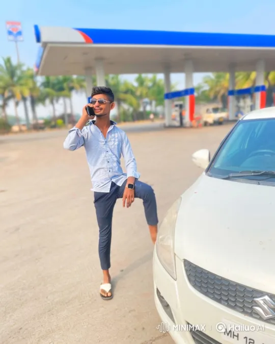Young Man Smiling at Gas Station on Sunny Day – AI Generated Video | Hailuo AI