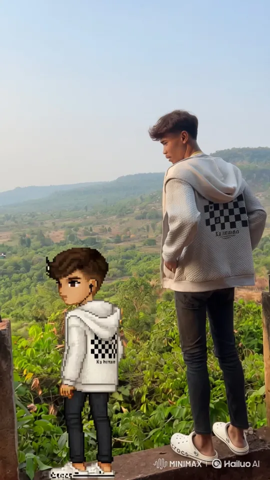 Young Man and Avatar Overlook Panoramic Valley – AI Generated Video | Hailuo AI