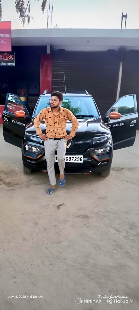 Young Man in Thoughtful Stance by Car in Sandy Area – AI Generated Video | Hailuo AI
