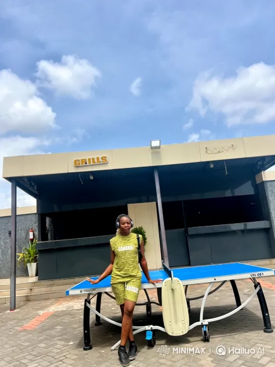 Young Woman Enters Car Gracefully at Outdoor Ping-Pong Table – AI Generated Video | Hailuo AI