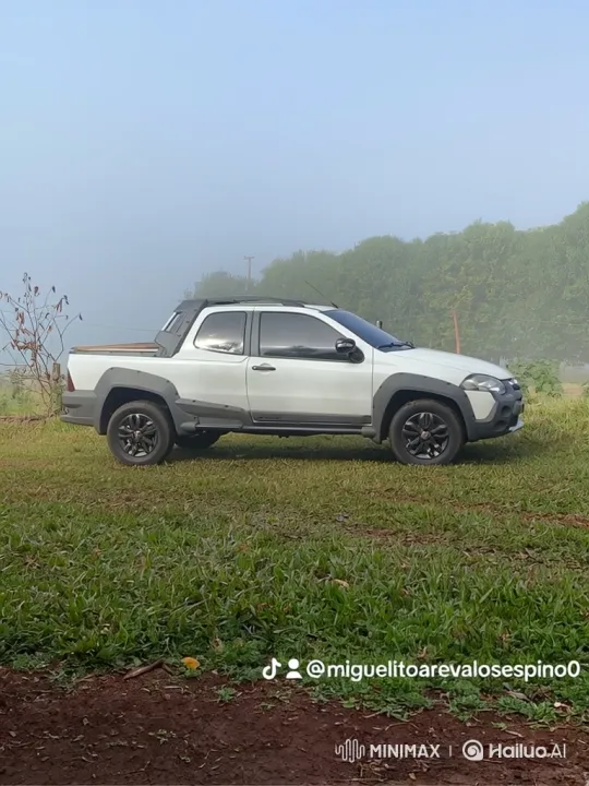 White Pickup Truck Lowers on Foggy Field – AI Generated Video | Hailuo AI