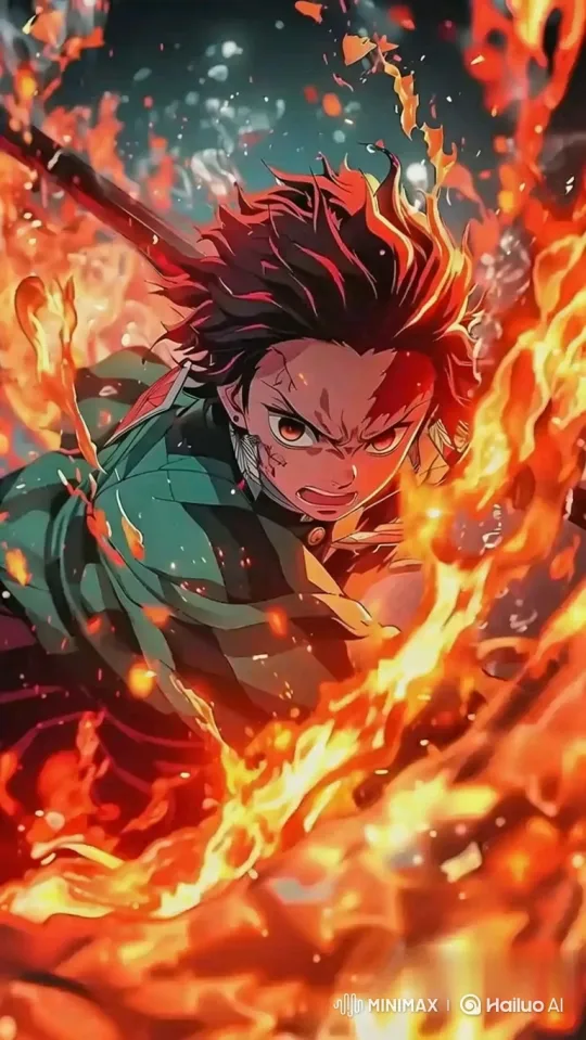Young Warrior Poised for Battle Amidst Fiery Flames – AI Generated Video | Hailuo AI
