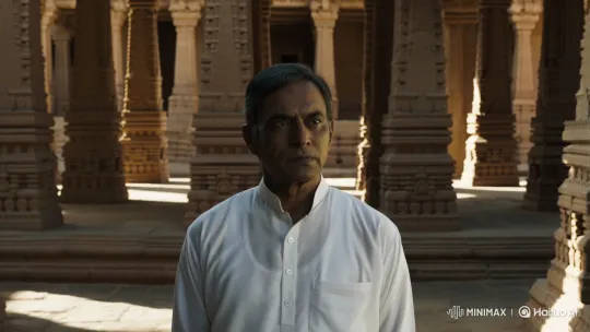 Man Contemplates in Ancient Temple's Sunlight – AI Generated Video | Hailuo AI