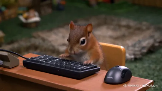 Squirrel angrily throws away the exploding computer equipment – AI Generated Video | Hailuo AI