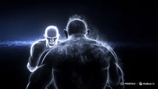 Ethereal Boxers Wage Intense Glow Fight in Void – AI Generated Video | Hailuo AI