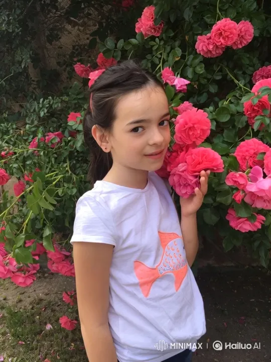 Young Girl Appreciates a Rose in a Lush Garden – AI Generated Video | Hailuo AI