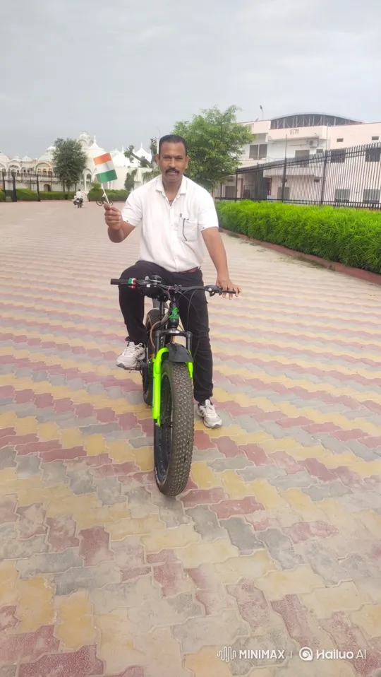 Man Pedals on Fat-Tire Bicycle in Open Area – AI Generated Video | Hailuo AI