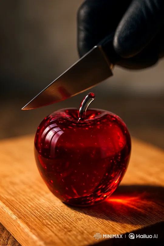 Glass Apple Sliced, Revealing Gel-Like Liquid – AI Generated Video | Hailuo AI