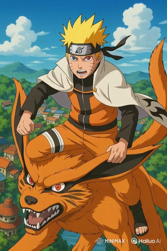 Young Hero Rides Fox Creature into Battle Over Village – AI Generated Video | Hailuo AI