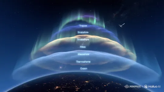 Animated Ascent Through Earth's Atmosphere Layers – AI Generated Video | Hailuo AI