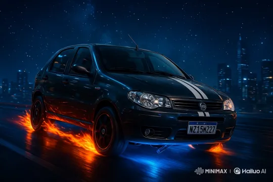 High-Speed Chase: Car Dashes Through Night Cityscape – AI Generated Video | Hailuo AI