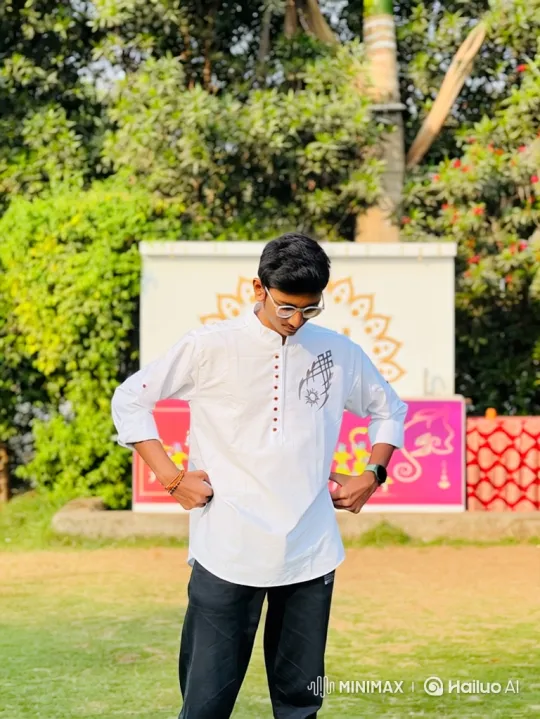 Young Man Poses Confidently in Park Setting – AI Generated Video | Hailuo AI