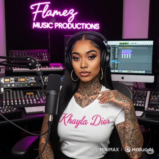 Studio Ascension: Tattooed Woman in Music Production Workspace – AI Generated Video | Hailuo AI