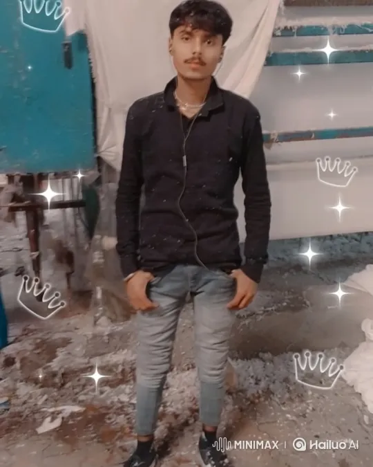 Young Man Poses Confidently in Animated Workshop Setting – AI Generated Video | Hailuo AI