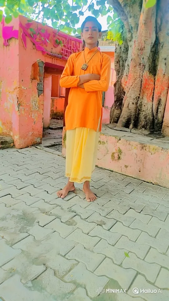 Young Akash in Tranquil Courtyard Pose – AI Generated Video | Hailuo AI