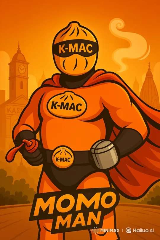 Momo Man Showcases Dumplings to Animated Modi in K-MAC Promo – AI Generated Video | Hailuo AI