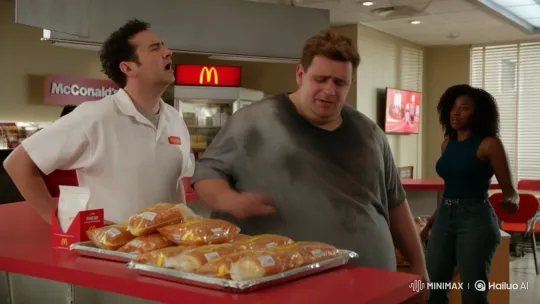 Obese Man Slapped, Steals Food, Punches Woman in McDonald's – AI Generated Video | Hailuo AI