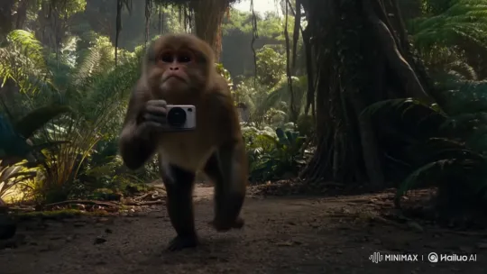 Monkey Vlogs Its Jungle Journey – AI Generated Video | Hailuo AI