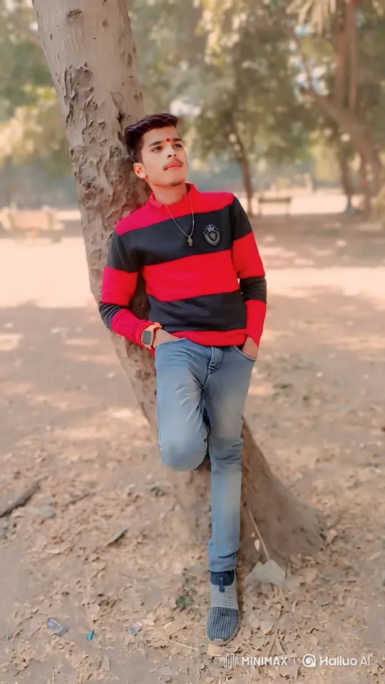 Young Man Reflecting in a Park Setting – AI Generated Video | Hailuo AI