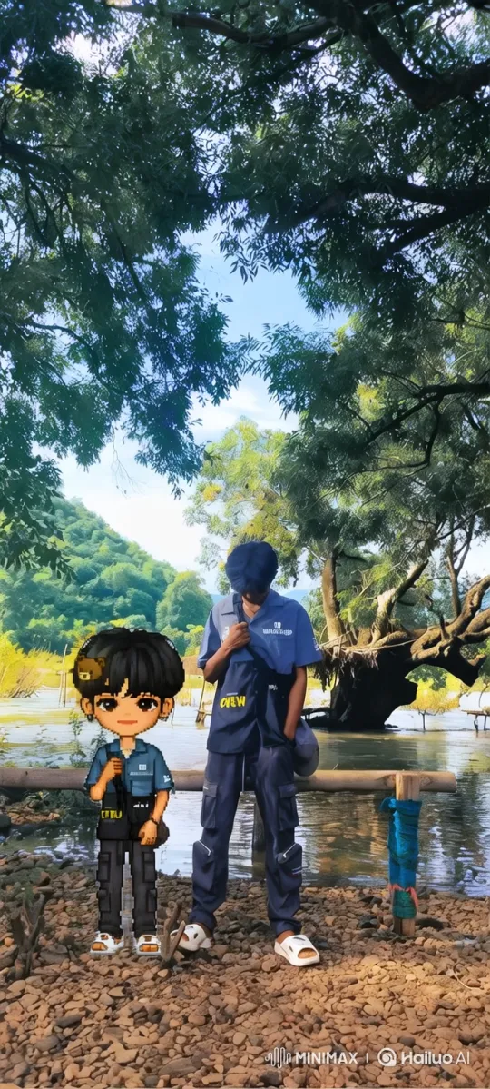 Young Man and Avatar Stand on Shoreline – AI Generated Video | Hailuo AI