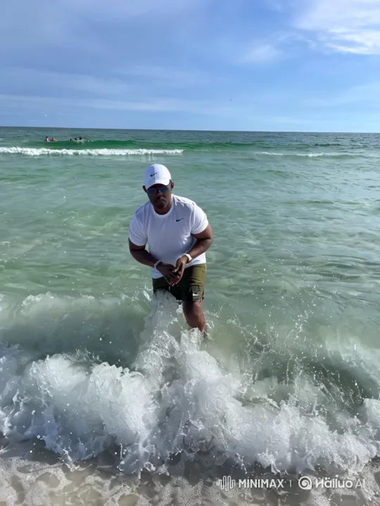 Man Surfs in Sunlit Ocean with Skill – AI Generated Video | Hailuo AI