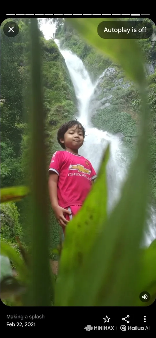 Young Boy Performs Backflip in Front of Waterfall – AI Generated Video | Hailuo AI