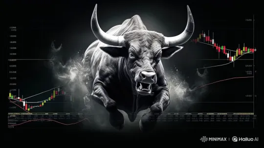 Powerful Bull Charges Through Dynamic Financial Charts – AI Generated Video | Hailuo AI