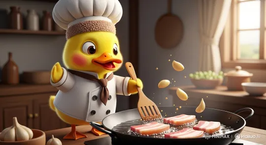 Animated Short: Baby Duck Chef Cooks Pork Belly – AI Generated Video | Hailuo AI