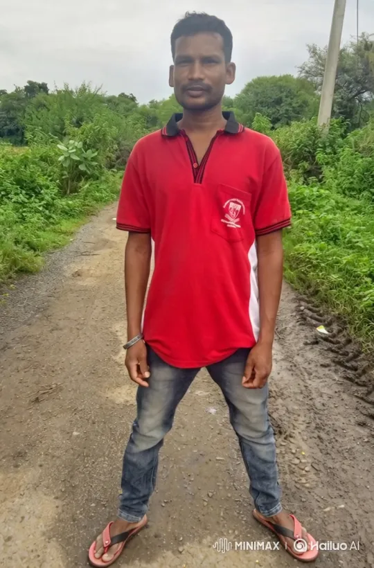 Man in Red Shirt Amidst Greenery, Camera Movement Reveals Path – AI Generated Video | Hailuo AI