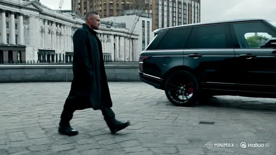 Gangster's Dominant Stride in Urban Landscape – AI Generated Video | Hailuo AI