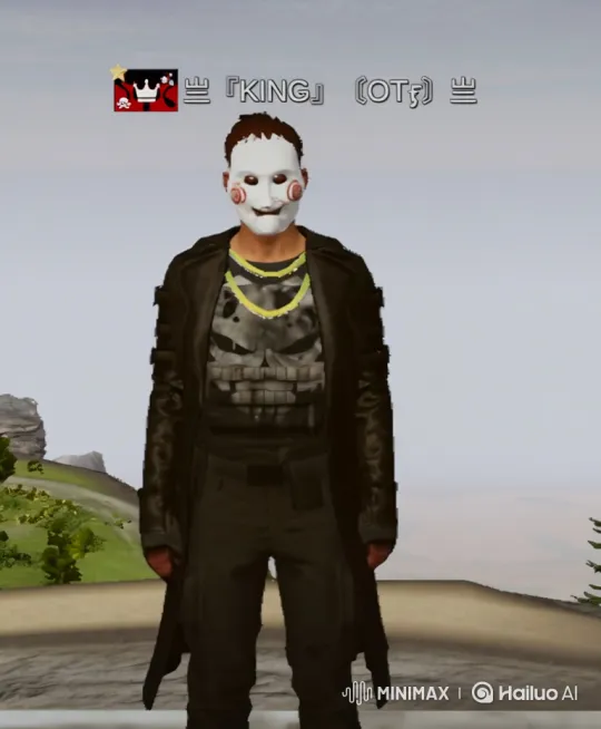 Character in White Mask Laughs Silently in Outdoor Setting – AI Generated Video | Hailuo AI