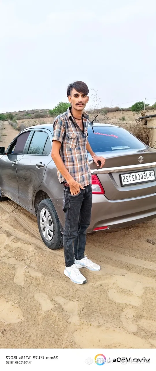 Young Man Stands by Car in Windy Landscape – AI Generated Video | Hailuo AI