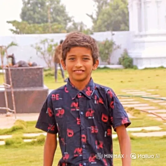 Boy Smiles Joyfully in Sunlit Garden – AI Generated Video | Hailuo AI