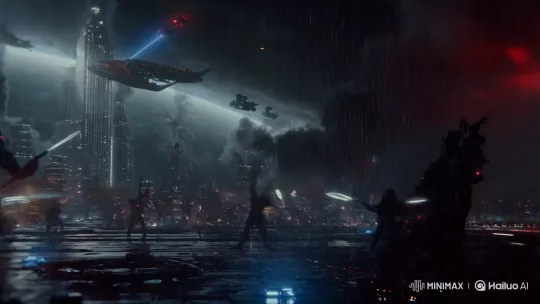 Futuristic Megacity Battle: Soldiers, Reptilians, AI, and The Consortium – AI Generated Video | Hailuo AI