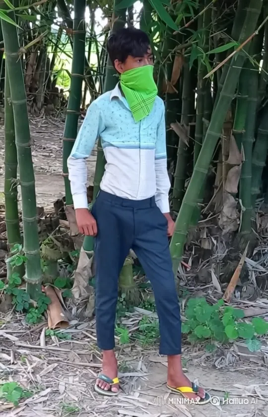 Young Man in Bamboo Grove with Steady Gaze – AI Generated Video | Hailuo AI