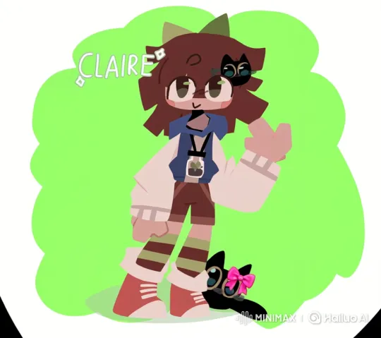 Cartoon Girl Claire and Her Joyful Pet Cat – AI Generated Video | Hailuo AI