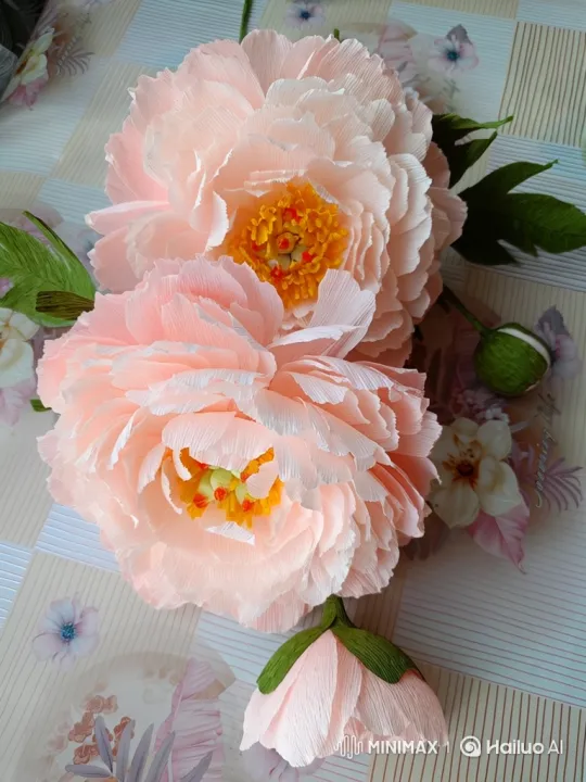 Crepe Paper Peonies Bloom in Time-Lapse Display – AI Generated Video | Hailuo AI