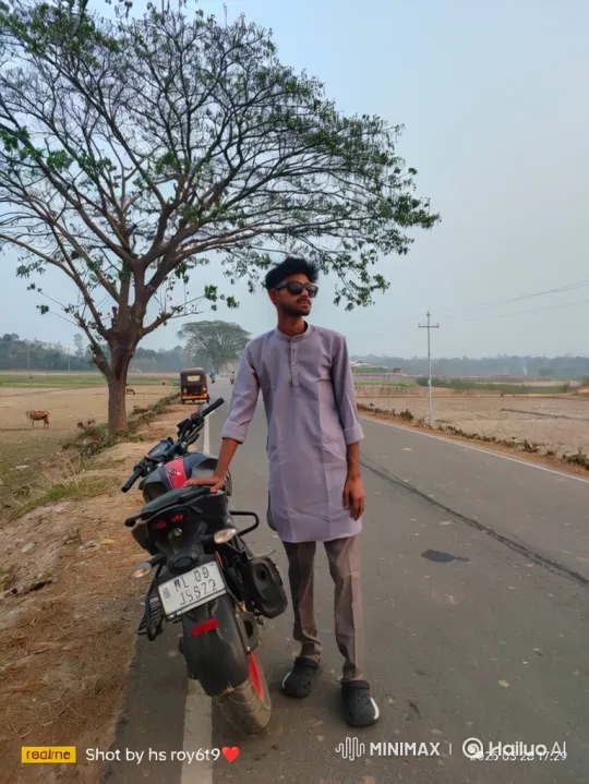 Young Man Transitions from Motorcycle to Sedan on Rural Road – AI Generated Video | Hailuo AI
