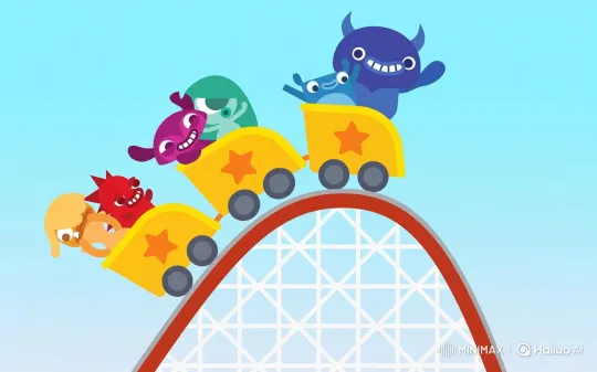 Colorful Monsters Enjoy Thrilling Roller Coaster Ride – AI Generated Video | Hailuo AI