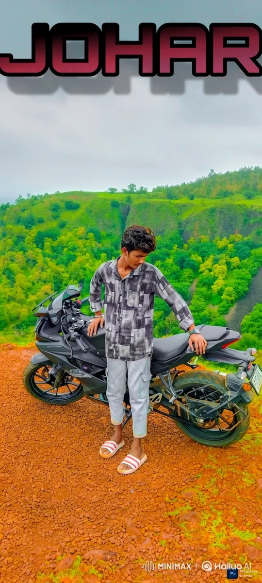 Young Man Appreciates Scenery by Motorcycle – AI Generated Video | Hailuo AI