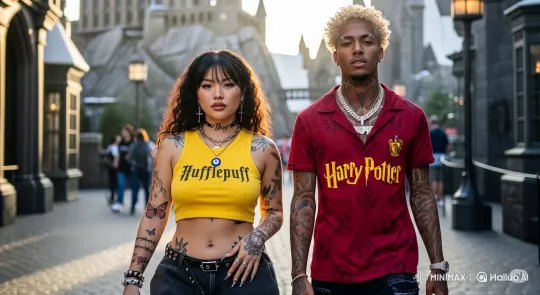 Stylishly Dressed Couple in Slow Motion Walk – AI Generated Video | Hailuo AI